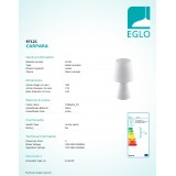 EGLO 97121 | Carpara Eglo asztali lámpa 34cm vezeték kapcsoló 2x E14 fehér