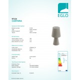 EGLO 97124 | Carpara Eglo asztali lámpa 34cm vezeték kapcsoló 2x E14 taupe
