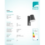 EGLO 97146 | Caldiero Eglo fali lámpa 1x E27 IP44 antracit, fehér