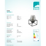 EGLO 97209 | Olival-1 Eglo asztali lámpa 30,5cm vezeték kapcsoló 1x E27 fekete, füst