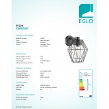 EGLO 97226 | Canove Eglo falikar lámpa 1x E27 IP44 fekete, áttetsző, szatén