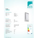 EGLO 97238 | Verres Eglo fali lámpa mozgásérzékelő 1x E27 IP44 nemesacél, rozsdamentes acél, fehér
