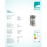 EGLO 97284 | Tribano Eglo fali lámpa mozgásérzékelő, fényérzékelő szenzor - alkonykapcsoló 1x E27 IP44 nemesacél, rozsdamentes acél, áttetsző