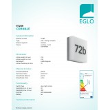 EGLO 97289 | Cornale Eglo fali lámpa fényérzékelő szenzor - alkonykapcsoló 1x LED 820lm 3000K IP44 antracit, fehér