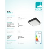 EGLO 97295 | EGLO-Connect-Piove Eglo fali, mennyezeti okos világítás négyzet szabályozható fényerő 1x LED 1400lm 3000K IP44 fekete, fehér