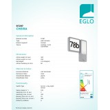 EGLO 97297 | Cheira Eglo fali lámpa mozgásérzékelő, fényérzékelő szenzor - alkonykapcsoló 2x LED 600lm + 1x LED 430lm 3000K IP44 ezüst, fehér