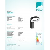 EGLO 97307 | Pernate Eglo fali lámpa 1x LED 1250lm 3000K IP44 antracit, fehér