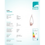 EGLO 97363 | Palozza Eglo fali lámpa csepp 1x LED 1500lm 3000K rózsaarany, fehér