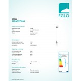 EGLO 97366 | Montefino Eglo függeszték lámpa kerek 1x E27 fekete, áttetsző