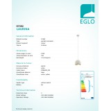 EGLO 97392 | Laurina Eglo függeszték lámpa 1x E27 fehér, narancs