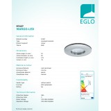 EGLO 97427 | Margo-LED Eglo beépíthető lámpa Ø82mm 1x LED 400lm 3000K IP65 króm, szatén