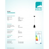 EGLO 97443 | Savignano Eglo függeszték lámpa 1x E27 fekete, fehér
