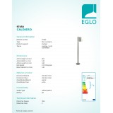 EGLO 97454 | Caldiero Eglo álló lámpa 96,5cm 1x E27 IP44 nemesacél, rozsdamentes acél, fehér