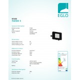 EGLO 97455 | Faedo Eglo fényvető lámpa négyzet elforgatható alkatrészek 1x LED 900lm 4000K IP65 fekete, áttetsző