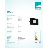 EGLO 97458 | Faedo Eglo fényvető lámpa négyzet elforgatható alkatrészek 1x LED 4800lm 4000K IP65 fekete, áttetsző
