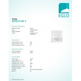 EGLO 97464 | Eglo mozgásérzékelő PIR 180° négyzet elforgatható alkatrészek IP44 fehér