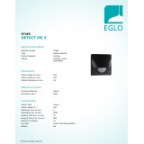 EGLO 97465 | Eglo mozgásérzékelő PIR 180° négyzet elforgatható alkatrészek IP44 fekete