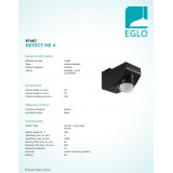 EGLO 97467 | Eglo mozgásérzékelő PIR 360° fényérzékelő szenzor - alkonykapcsoló IP44 fekete