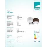 EGLO 97479 | Pastore Eglo mennyezeti lámpa 3x E27 fehér, barna, szürke