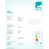 EGLO 97503 | Sarsina Eglo mennyezeti LED panel kerek szabályozható fényerő 1x LED 5500lm 4000K fehér