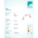EGLO 97507 | Vergiano Eglo spot lámpa - Step Dim. impulzus kapcsoló szabályozható fényerő, elforgatható alkatrészek 2x GU10 800lm 3000K fehér, matt nikkel
