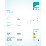 EGLO 97509 | Vergiano Eglo spot lámpa - Step Dim. impulzus kapcsoló szabályozható fényerő, elforgatható alkatrészek 4x GU10 1600lm 3000K matt nikkel, fehér