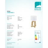 EGLO 97516 | Chietino-1 Eglo asztali lámpa 44cm vezeték kapcsoló 1x E27 króm, fehér, barna