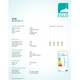 EGLO 97587 | Batista-3 Eglo függeszték lámpa 4x E27 matt nikkel, fehér