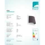 EGLO 97624 | Serravalle Eglo fali lámpa 1x LED 410lm 3000K fehér, szürke