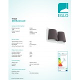EGLO 97625 | Serravalle Eglo fali lámpa 2x LED 820lm 3000K fehér, szürke