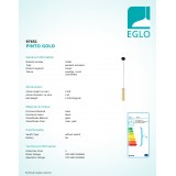 EGLO 97651 | Pinto-Gold Eglo függeszték lámpa 1x E27 fekete, áttetsző, arany