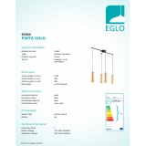 EGLO 97653 | Pinto-Gold Eglo függeszték lámpa 4x E27 fekete, áttetsző, arany