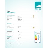 EGLO 97655 | Pinto-Gold Eglo álló lámpa 147cm taposókapcsoló 1x E27 fekete, áttetsző, arany