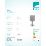EGLO 97675 | Concessa Eglo asztali lámpa kerek 30cm vezeték kapcsoló 1x E27 matt nikkel, szürke