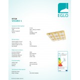 EGLO 97729 | Vicaro-1 Eglo fali, mennyezeti lámpa négyzet 9x LED 1620lm 3000K matt arany, fehér, áttetsző