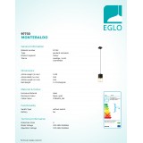 EGLO 97733 | Montebaldo Eglo függeszték lámpa 1x GU10 345lm 3000K fekete, arany