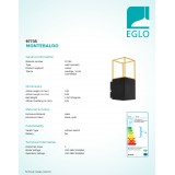 EGLO 97735 | Montebaldo Eglo fali lámpa 1x GU10 400lm 3000K fekete, arany