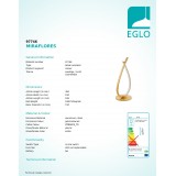 EGLO 97746 | Miraflores Eglo asztali lámpa 38cm vezeték kapcsoló 1x LED 1600lm 3000K arany, fehér