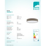 EGLO 97778 | Romao Eglo mennyezeti lámpa kerek távirányító szabályozható fényerő, állítható színhőmérséklet, időkapcsoló, éjjelifény 1x LED 4000lm 3000 <-> 5000K fehér, taupe