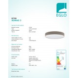 EGLO 97783 | Romao Eglo mennyezeti lámpa kerek távirányító szabályozható fényerő, állítható színhőmérséklet, időkapcsoló, éjjelifény 1x LED 5800lm 3000 <-> 5000K fehér, taupe