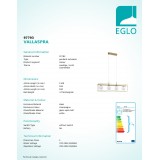 EGLO 97793 | Vallaspra Eglo függeszték lámpa 4x E14 pezsgő, fehér, opál