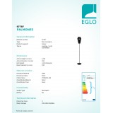 EGLO 97797 | Palmones Eglo álló lámpa 145cm taposókapcsoló 1x E27 fekete