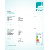 EGLO 97814 | EGLO-Connect-Frattina Eglo álló okos világítás 181,5cm taposókapcsoló szabályozható fényerő, állítható színhőmérséklet, színváltós, távirányítható 1x LED 2300lm 2700 <-> 6500K matt nikkel, fehér