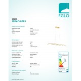 EGLO 97837 | Miraflores Eglo függeszték lámpa 2x LED 3400lm 3000K arany, fehér