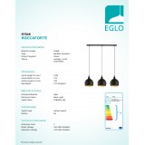 EGLO 97846 | Roccaforte Eglo függeszték lámpa 3x E14 fekete, arany