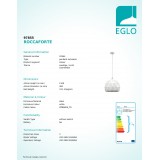 EGLO 97855 | Roccaforte Eglo függeszték lámpa 1x E27 fehér