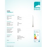 EGLO 97908 | EGLO-Connect-Fraioli Eglo álló okos világítás 175,5cm taposókapcsoló szabályozható fényerő, állítható színhőmérséklet, színváltós, távirányítható 2x LED 4600lm 2700 <-> 6500K matt nikkel, fehér