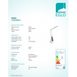 EGLO 97915 | Cognoli Eglo asztali lámpa 51cm fényerőszabályzós érintőkapcsoló szabályozható fényerő 1x LED 300lm 4000K fehér, króm
