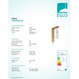 EGLO 97916 | Tocopilla Eglo falikar lámpa vezeték kapcsoló 1x E27 fa., fehér, fekete