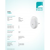 EGLO 97935 | Tineo Eglo irányfény lámpa fényérzékelő szenzor - alkonykapcsoló konnektorlámpa 1x LED 5lm 3000K fehér